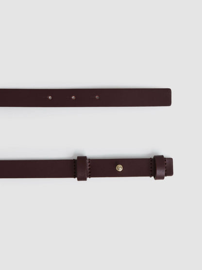 Leather Square Hinge Belt in Burgundy Women | Reiss