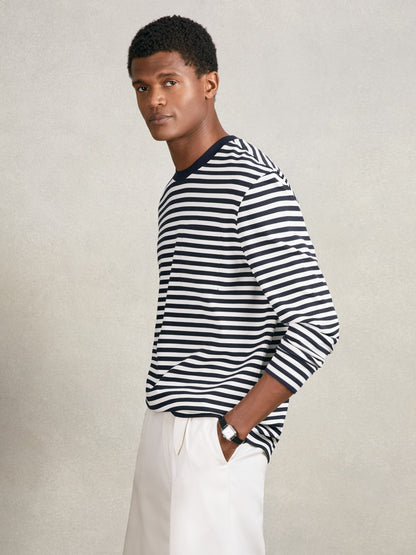 Striped Crew-Neck T-Shirt in Navy/White Men | Reiss
