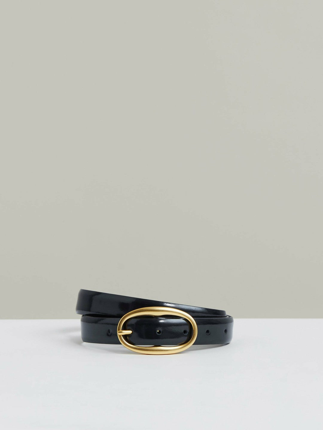 Patent Leather Oval Buckle Belt in Navy Women | Reiss