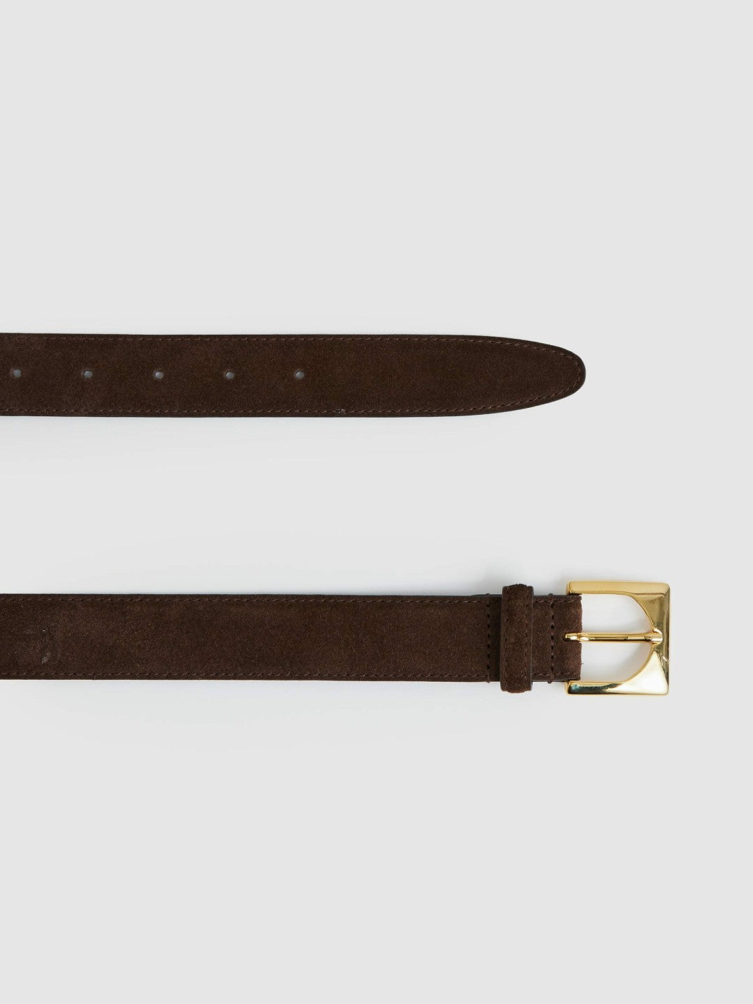 Suede Square Buckle Belt in Chocolate Women | Reiss