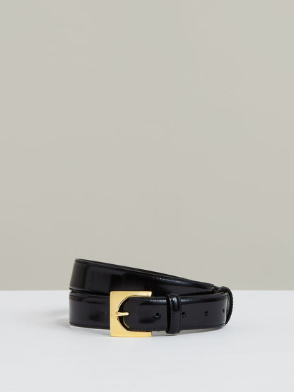 Suede Square Buckle Belt in Black Women | Reiss