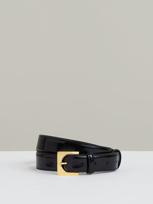 Suede Square Buckle Belt in Black Women | Reiss