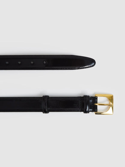 Suede Square Buckle Belt in Black Women | Reiss