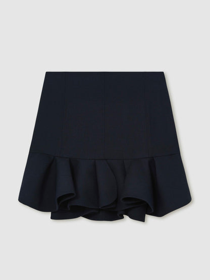 Ruffle-Hem Mini Skirt in Navy Women | Reiss