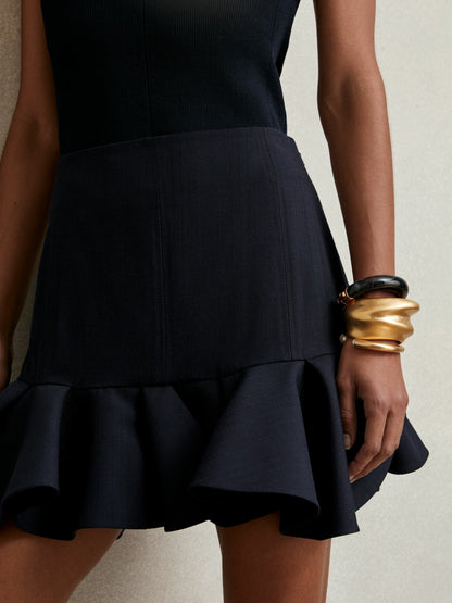 Ruffle-Hem Mini Skirt in Navy Women | Reiss