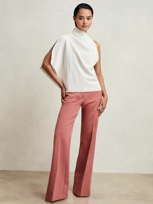 One-Shoulder Draped Top in Ivory Women | Reiss