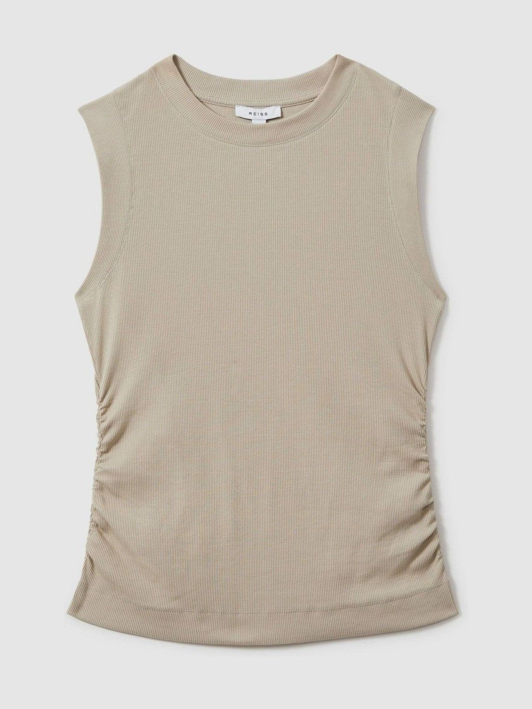 Ribbed Ruched Waist Vest in Camel Women | Reiss