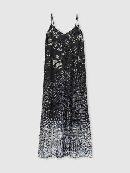 Printed Maxi Slip Dress in Navy Women | Reiss