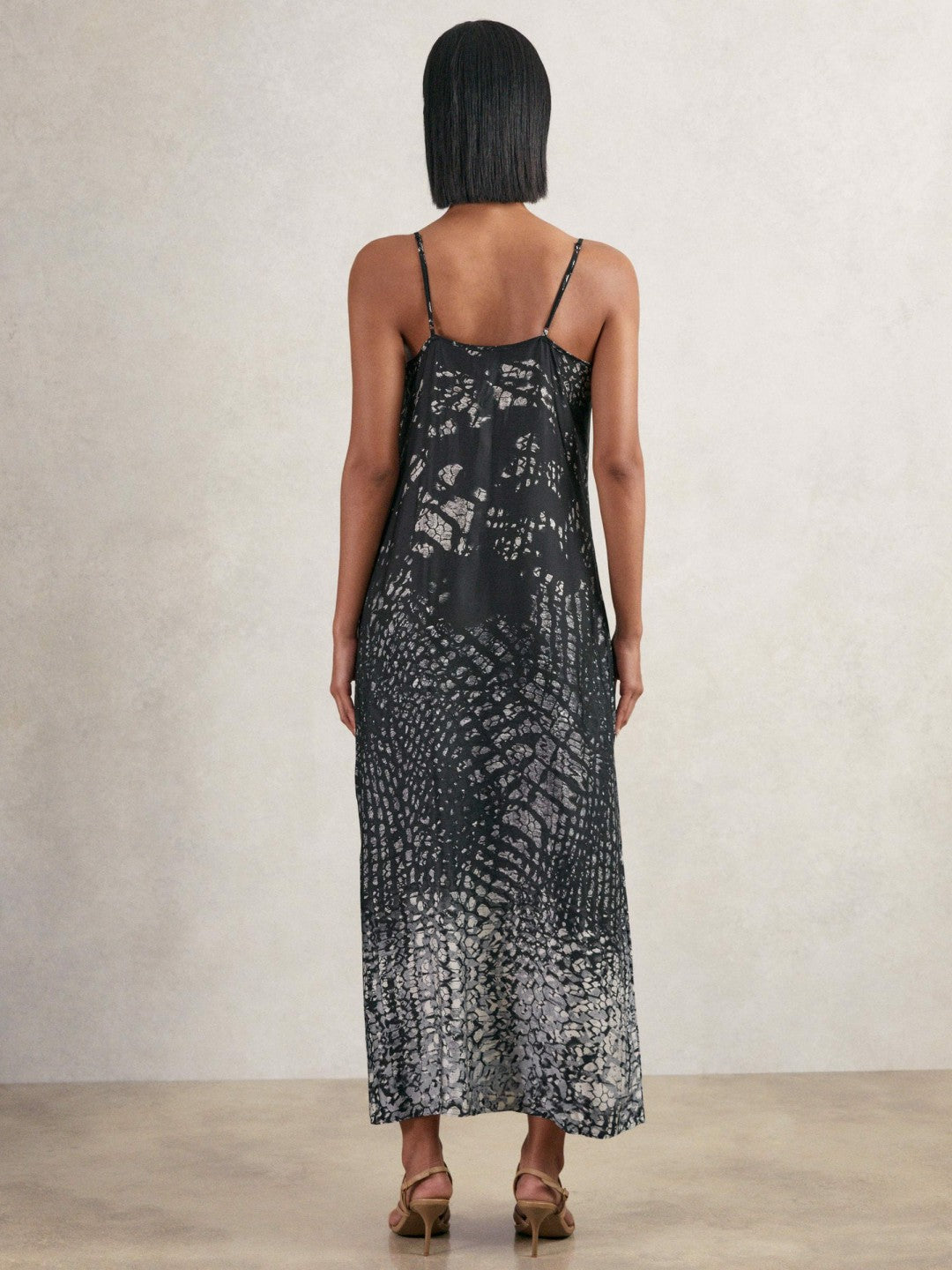 Printed Maxi Slip Dress in Navy Women | Reiss