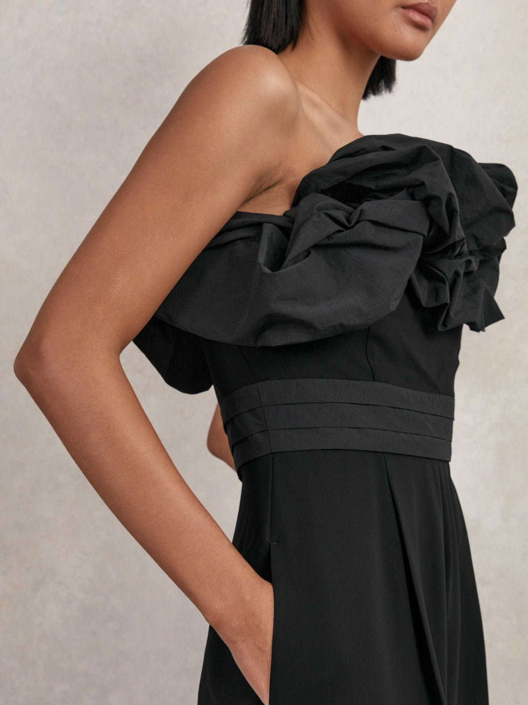 Sculptural Strapless Wide-Leg Jumpsuit in Black Women | Reiss