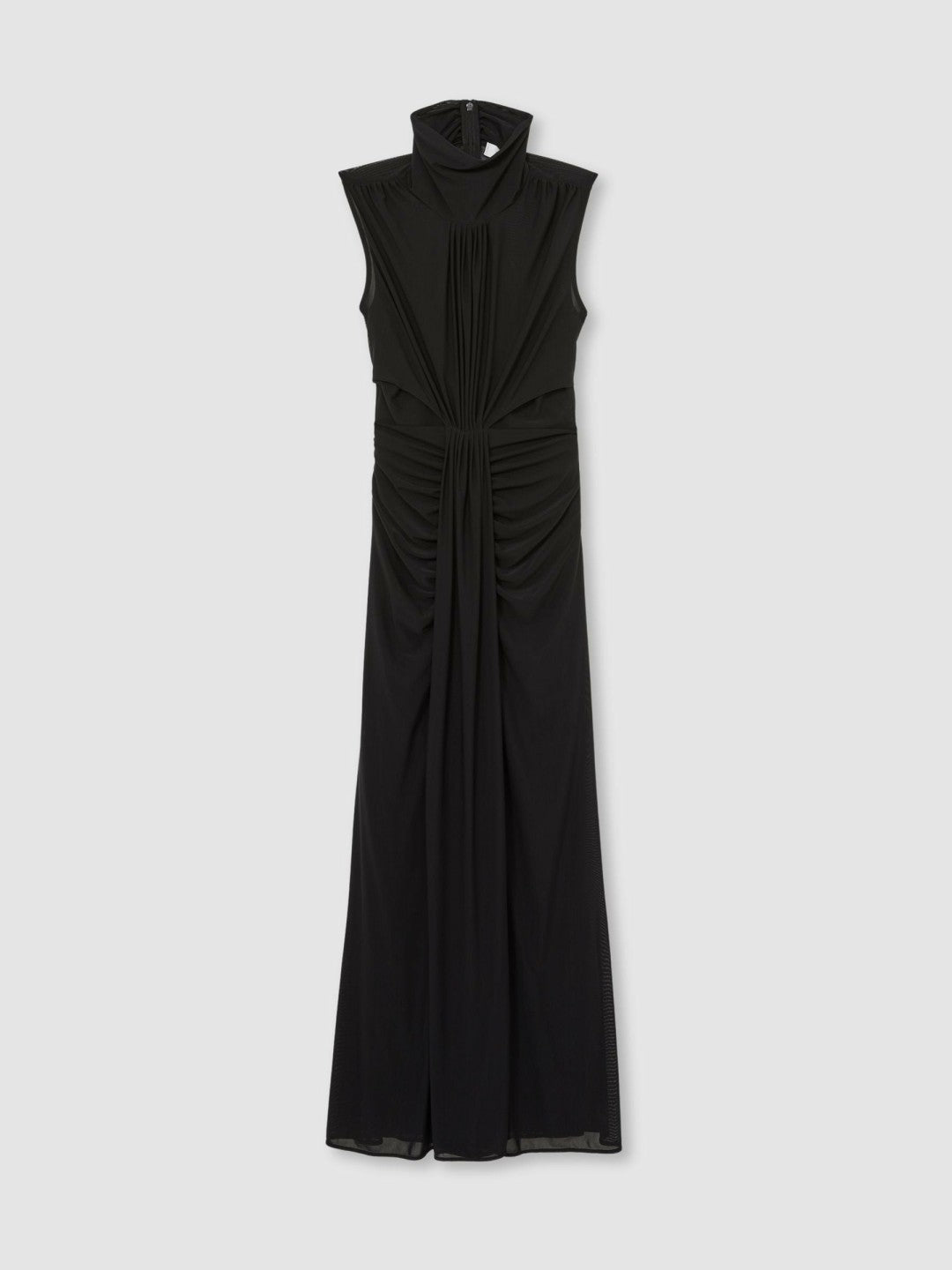 Petite Sheer Ruched Maxi Dress in Black Women | Reiss