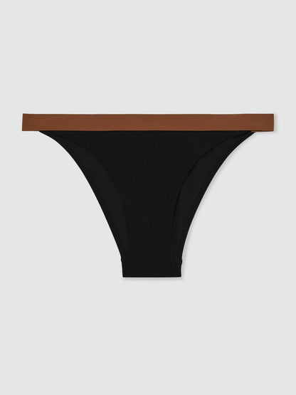 Contrast-Trim Bikini Bottoms in Black/Tan Women | Reiss
