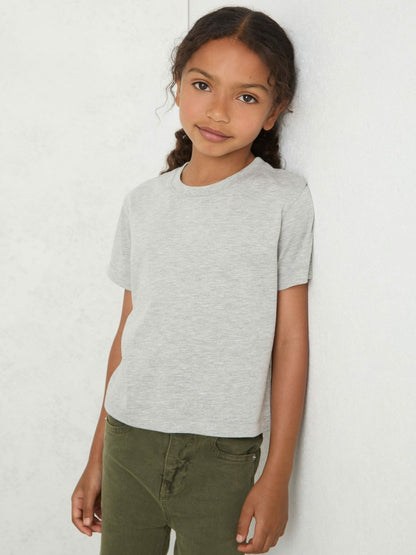 9-13 yrs Cotton-Blend Crew-Neck T-Shirt in Grey Marl Children & Baby | Reiss