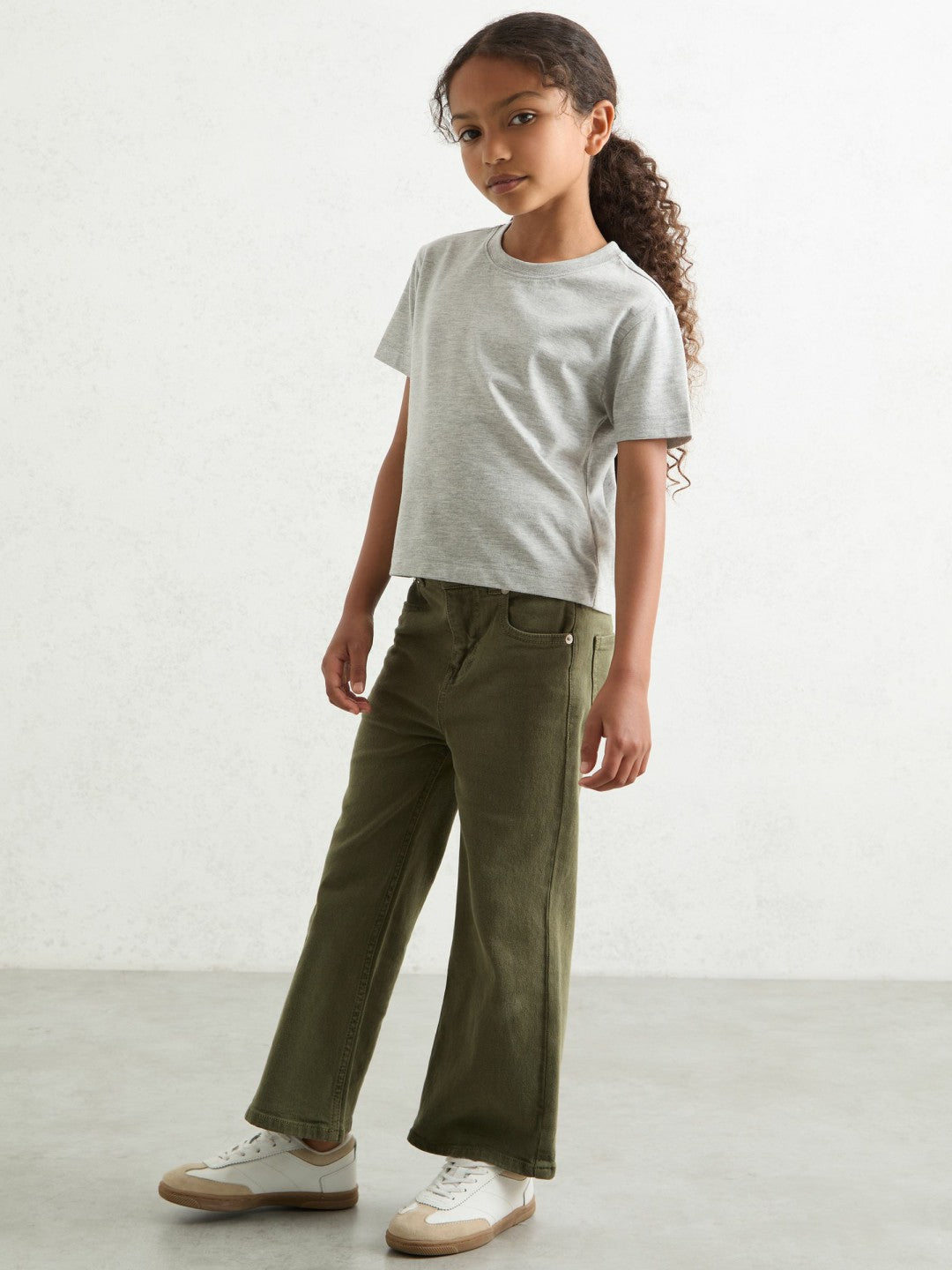 9-13 yrs Cotton-Blend Crew-Neck T-Shirt in Grey Marl Children & Baby | Reiss