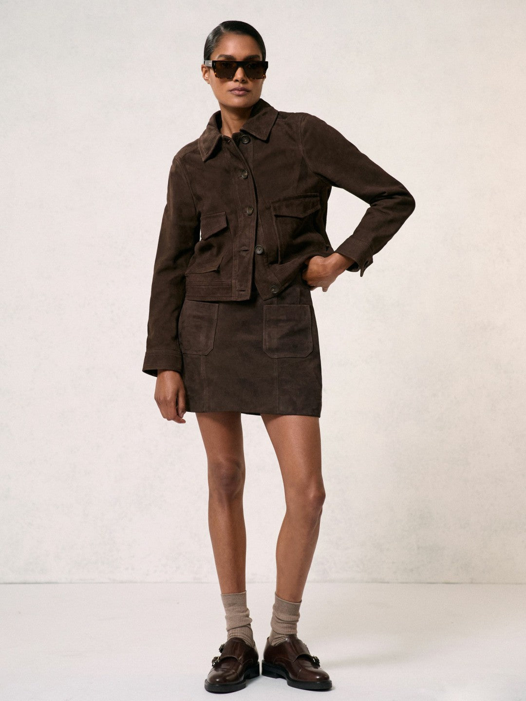Leather Double-Strap Monk Shoes in Tan Women | Reiss