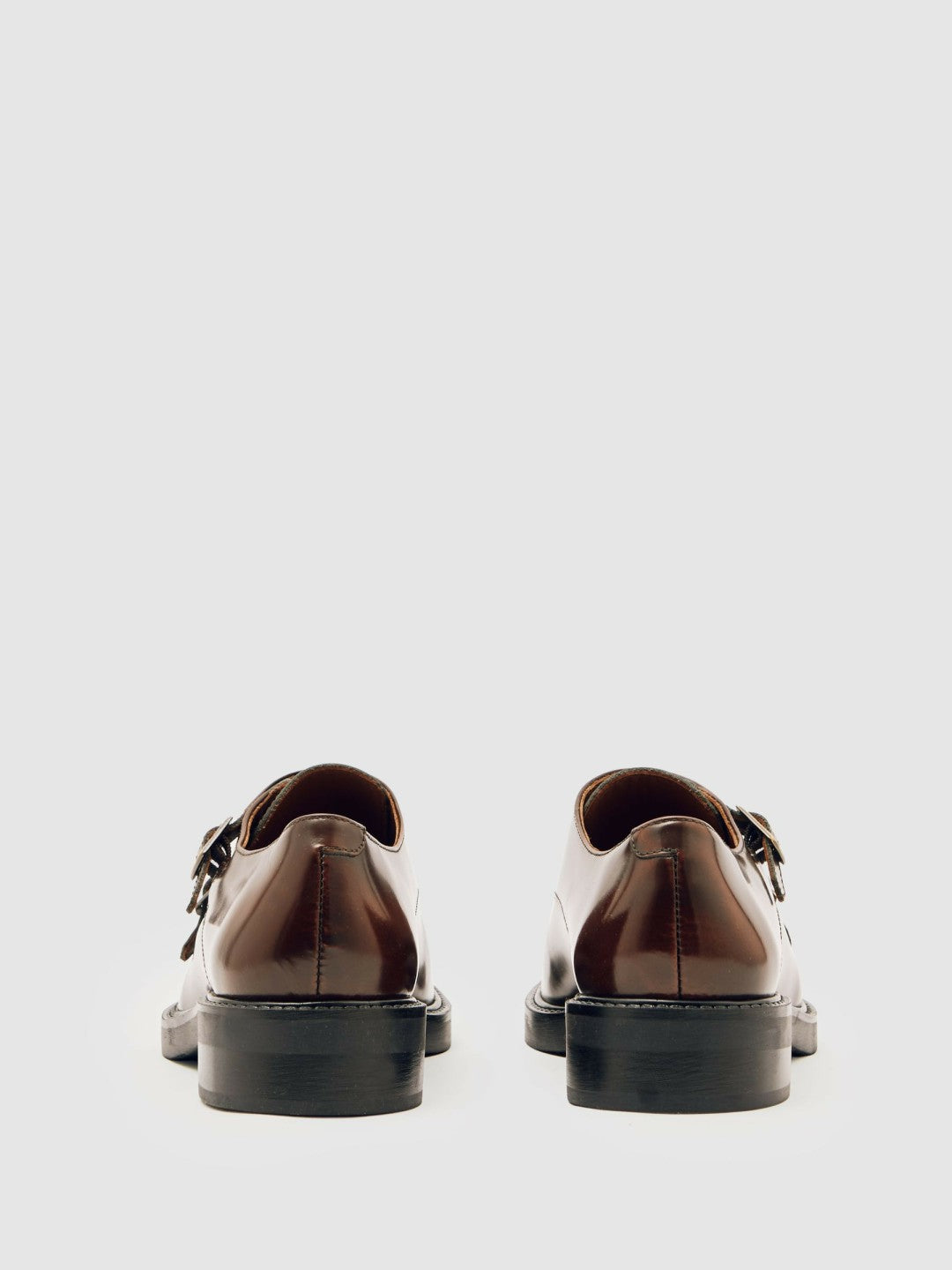Leather Double-Strap Monk Shoes in Tan Women | Reiss