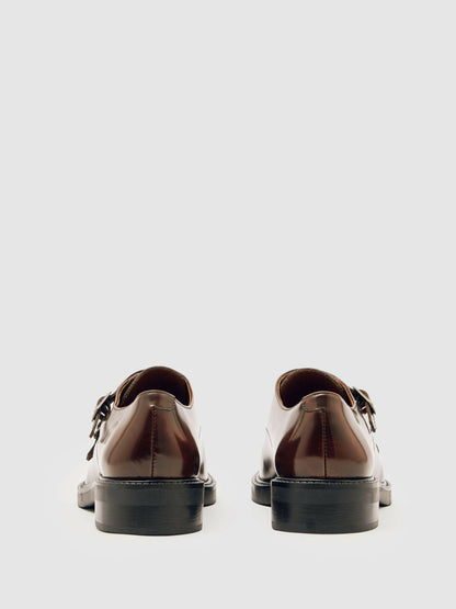 Leather Double-Strap Monk Shoes in Tan Women | Reiss
