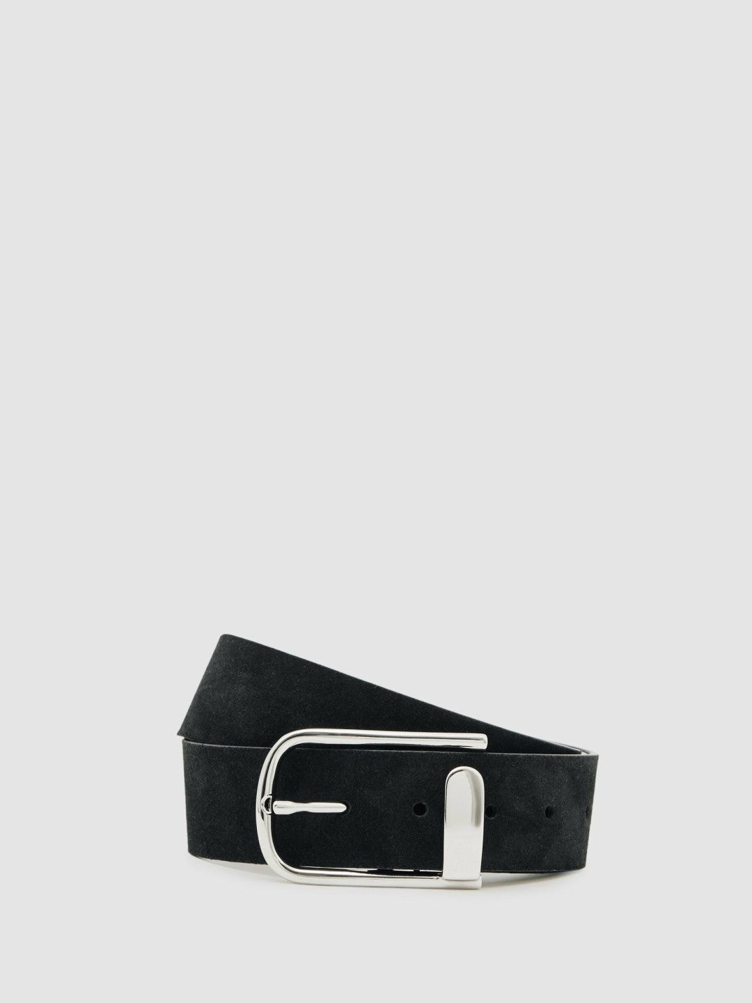 Suede Half-Keeper Belt in Black Women | Reiss