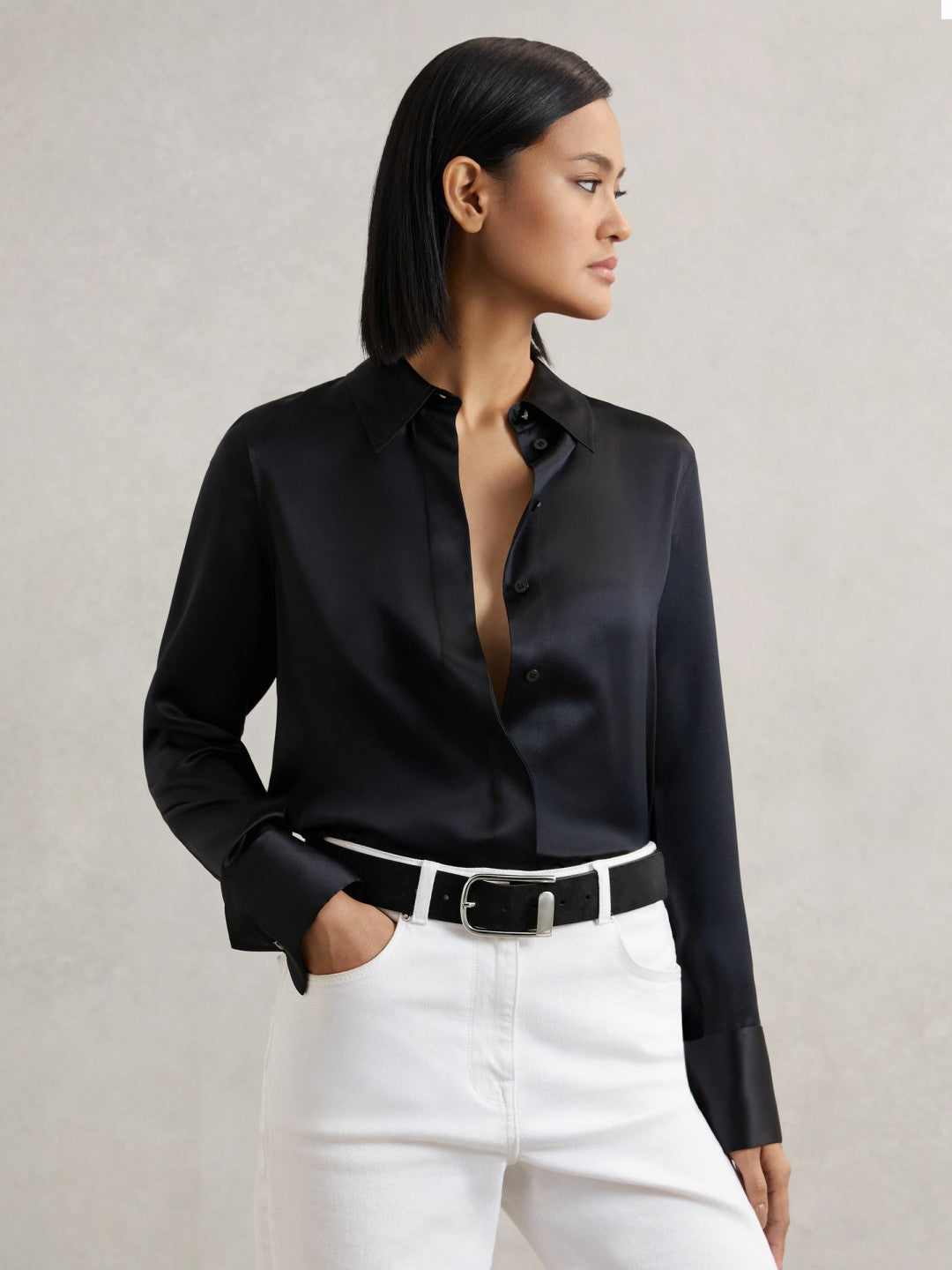Suede Half-Keeper Belt in Black Women | Reiss