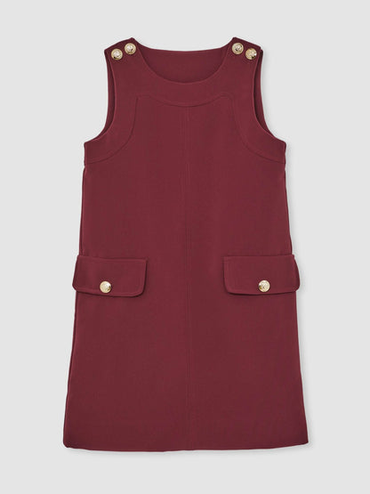 9-13 yrs Button-Detail Sleeveless Shift Dress in Berry Children & Baby | Reiss