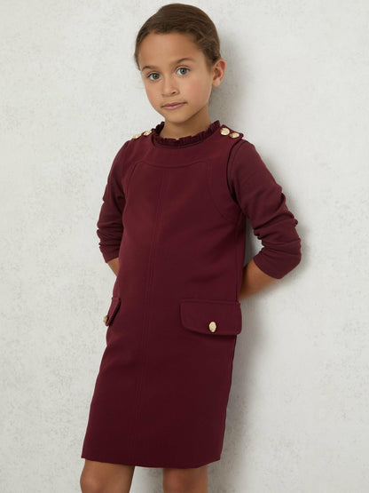 9-13 yrs Button-Detail Sleeveless Shift Dress in Berry Children & Baby | Reiss