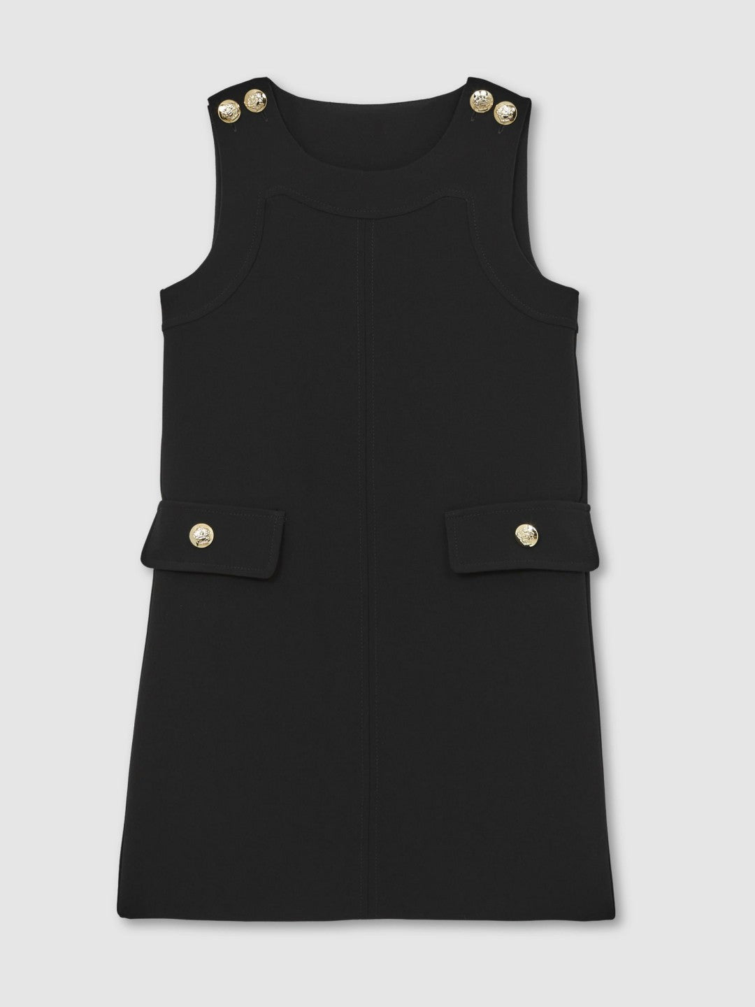 13-14 yrs Button-Detail Sleeveless Shift Dress in Black Children & Baby | Reiss