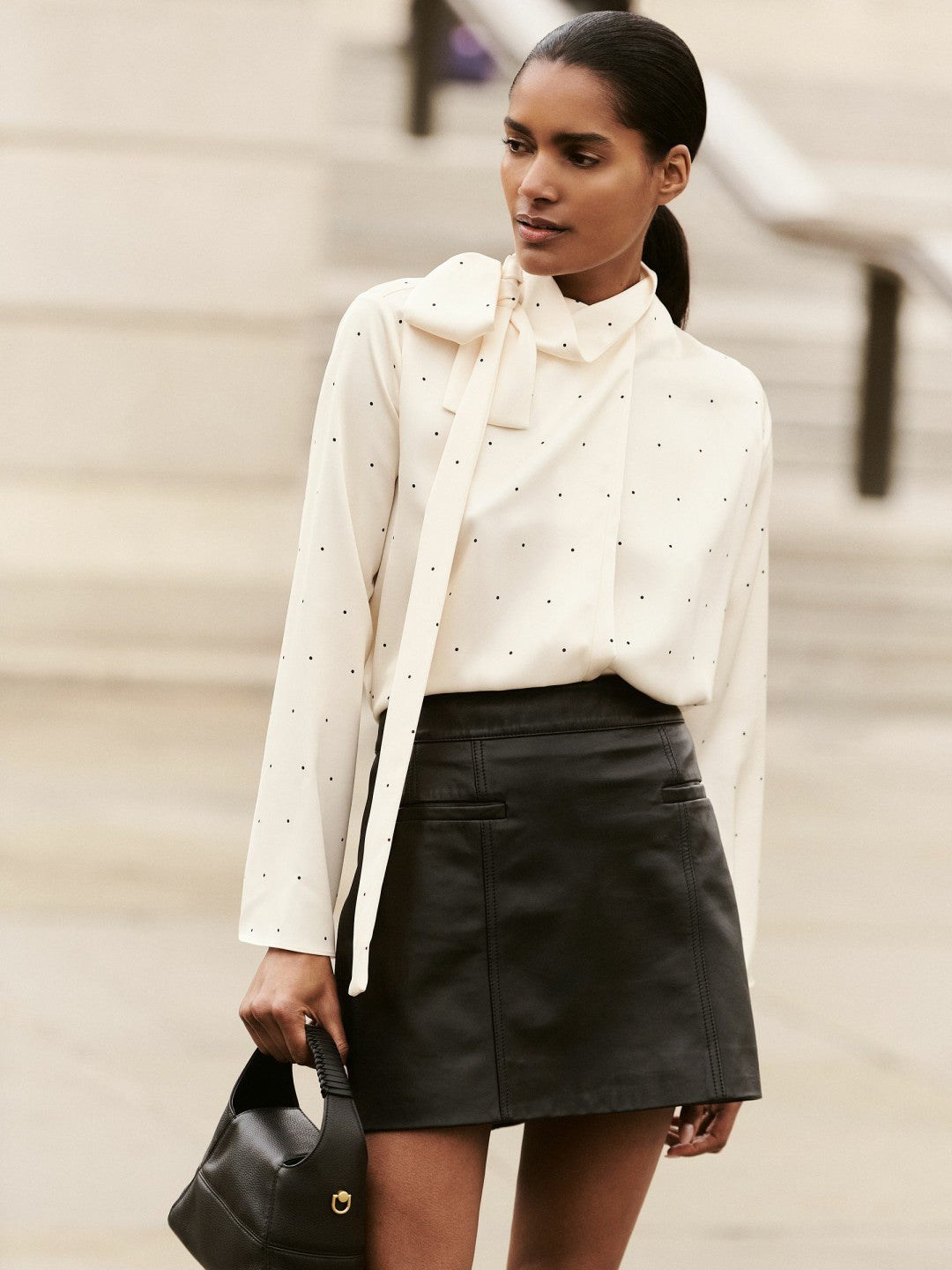 Leather Welt-Pocket Mini Skirt in Black Women | Reiss
