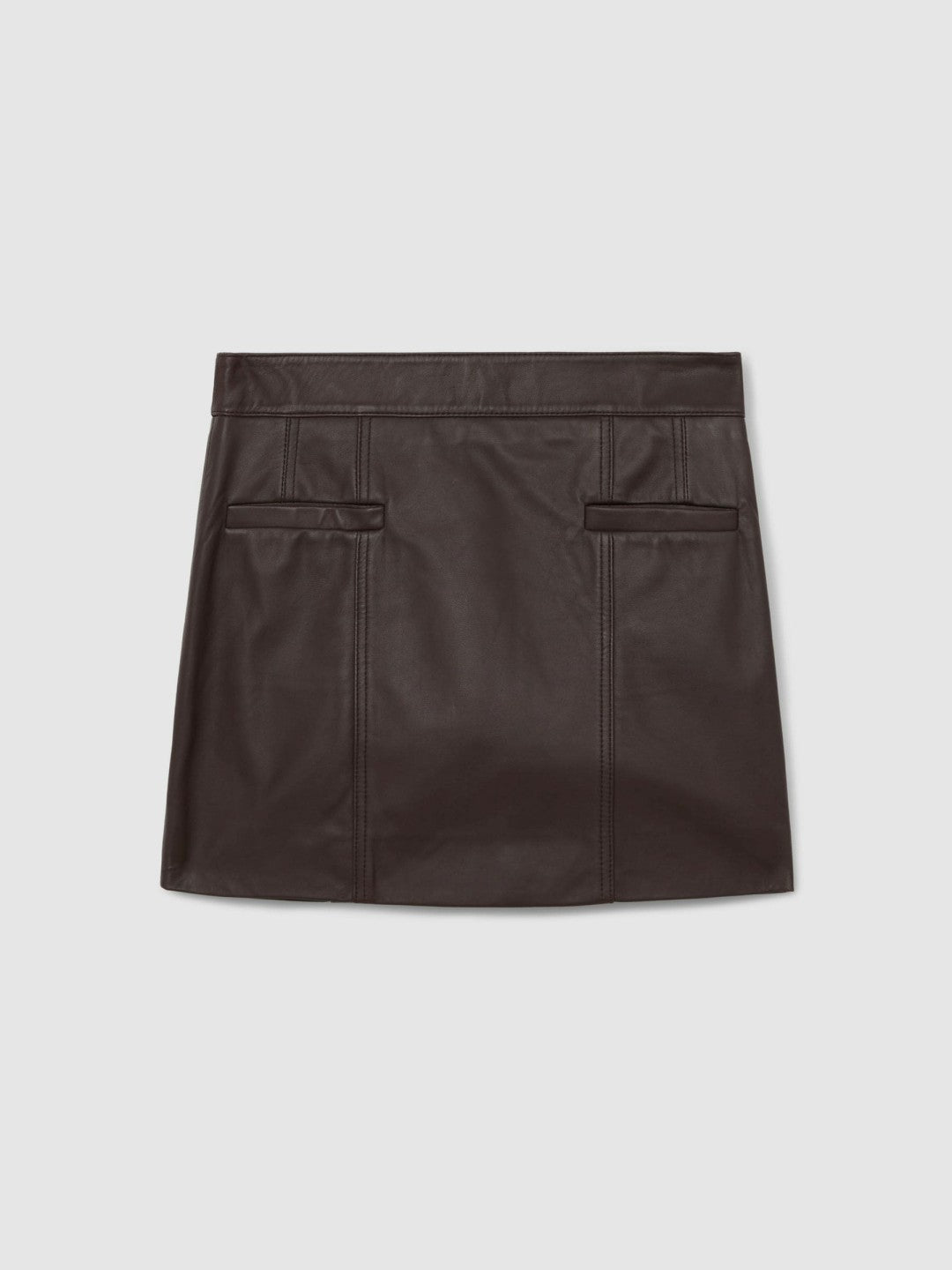 Leather Welt-Pocket Mini Skirt in Burgundy Women | Reiss