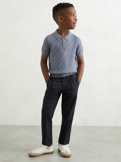 3-9 yrs Relaxed-Fit Pleated Tapered Trousers in Navy Children & Baby | Reiss