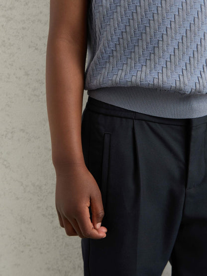 3-9 yrs Relaxed-Fit Pleated Tapered Trousers in Navy Children & Baby | Reiss