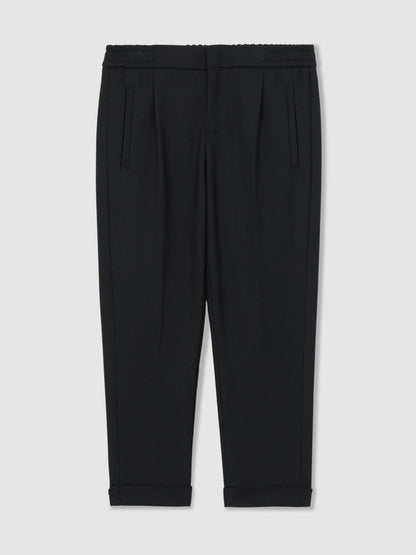 9-13 yrs Relaxed-Fit Pleated Tapered Trousers in Navy Children & Baby | Reiss