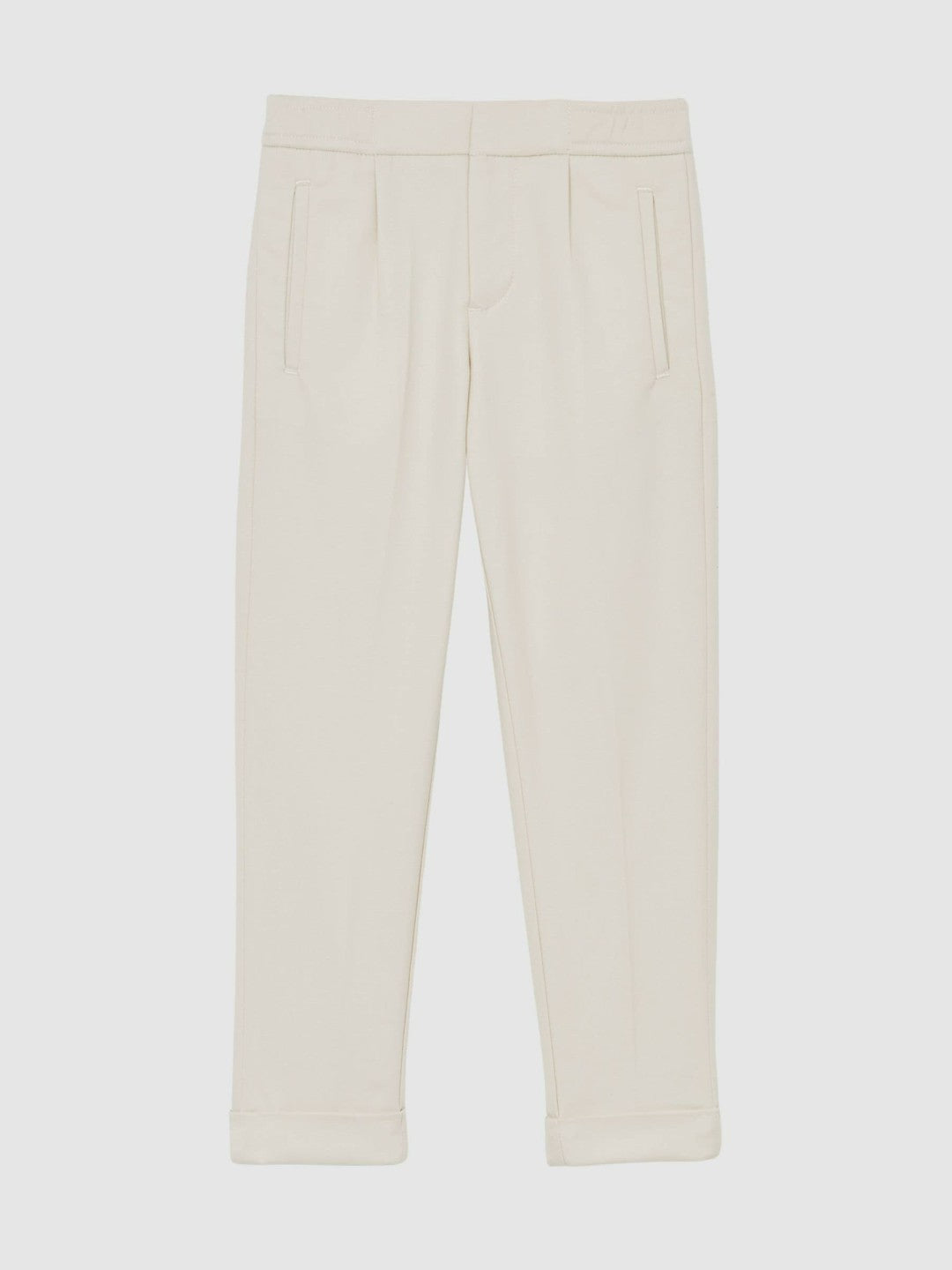 9-13 yrs Relaxed-Fit Pleated Tapered Trousers in Off White Children & Baby | Reiss