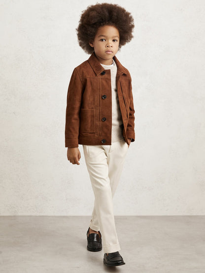 3-9 yrs Relaxed-Fit Pleated Tapered Trousers in Off White Children & Baby | Reiss