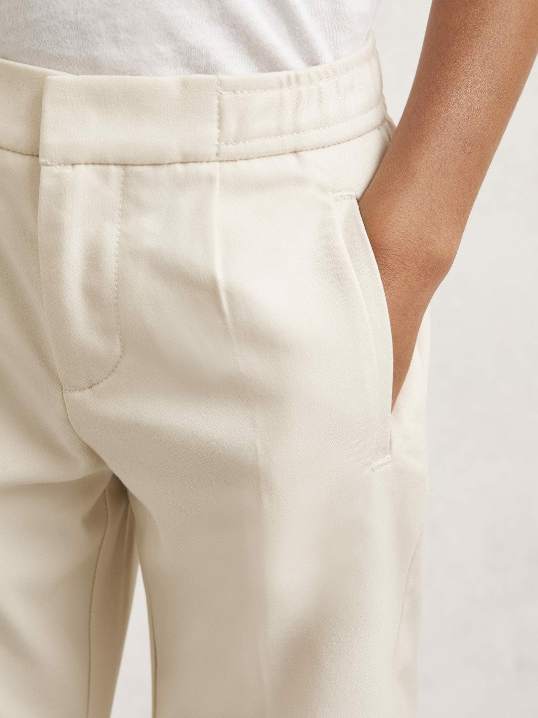 3-9 yrs Relaxed-Fit Pleated Tapered Trousers in Off White Children & Baby | Reiss