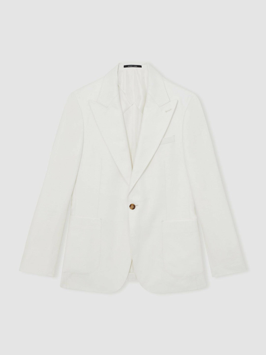 Slim Fit Lyocell Linen Single Breasted Suit Blazer in White Men | Reiss