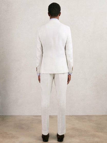 Slim Fit Lyocell Linen Single Breasted Suit Blazer in White Men | Reiss