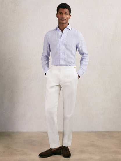 Slim Fit Lyocell Linen Suit Trousers in White Men | Reiss