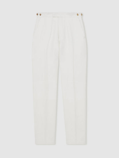 Slim Fit Lyocell Linen Suit Trousers in White Men | Reiss