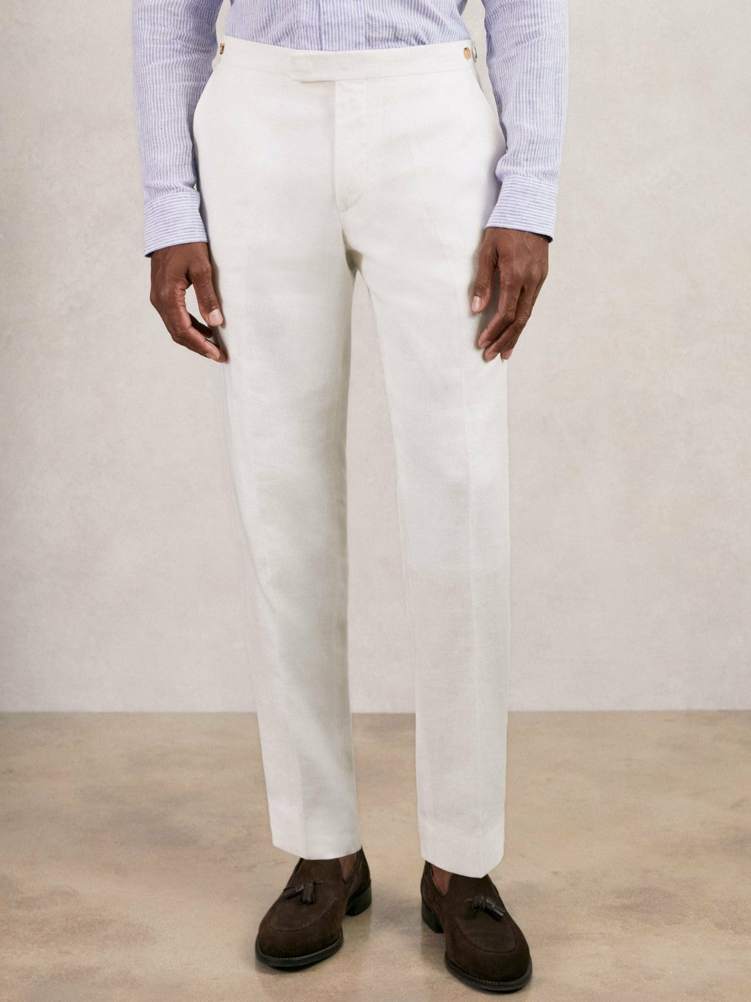 Slim Fit Lyocell Linen Suit Trousers in White Men | Reiss