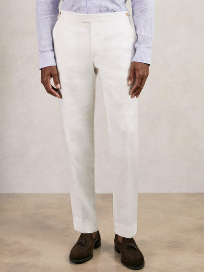Slim Fit Lyocell Linen Suit Trousers in White Men | Reiss