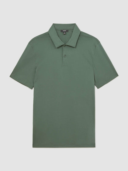 Cotton Short-Sleeve Polo Shirt in Kale Green Men | Reiss