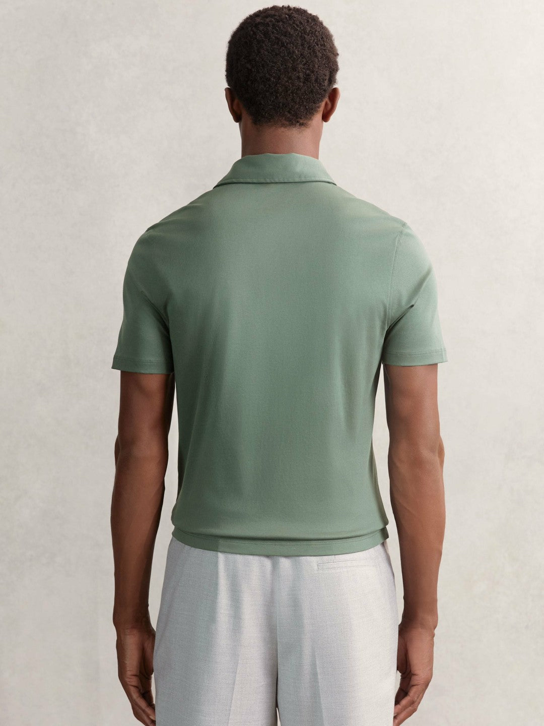 Cotton Short-Sleeve Polo Shirt in Kale Green Men | Reiss