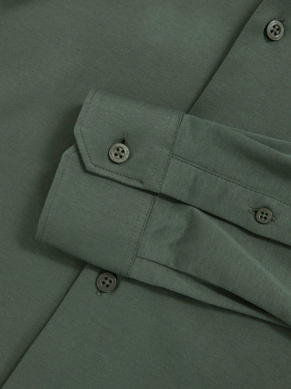 Cotton-Jersey Button-Through Shirt in Kale Green Men | Reiss