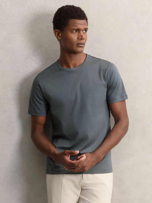 Airwater-Cotton Crew-Neck T-Shirt in Airforce Blue Men | Reiss