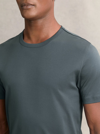 Airwater-Cotton Crew-Neck T-Shirt in Airforce Blue Men | Reiss