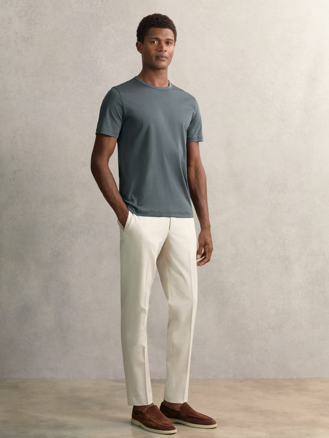Airwater-Cotton Crew-Neck T-Shirt in Airforce Blue Men | Reiss