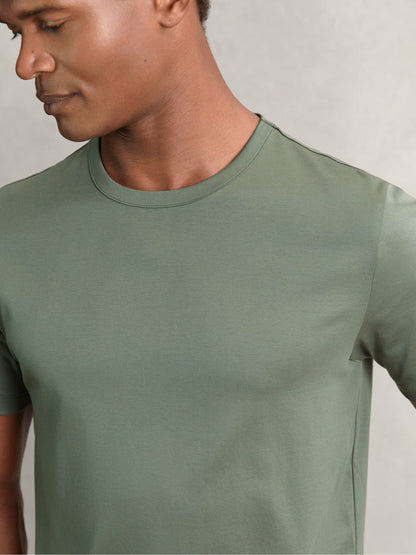 Airwater-Cotton Crew-Neck T-Shirt in Kale Green Men | Reiss