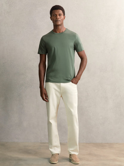 Airwater-Cotton Crew-Neck T-Shirt in Kale Green Men | Reiss