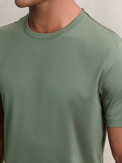 Airwater-Cotton Crew-Neck T-Shirt in Kale Green Men | Reiss