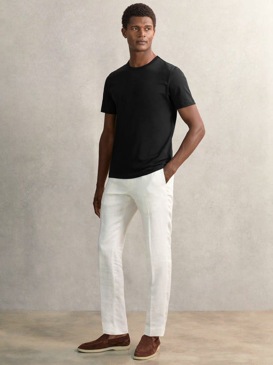 Airwater-Cotton Crew-Neck T-Shirt in Black Men | Reiss